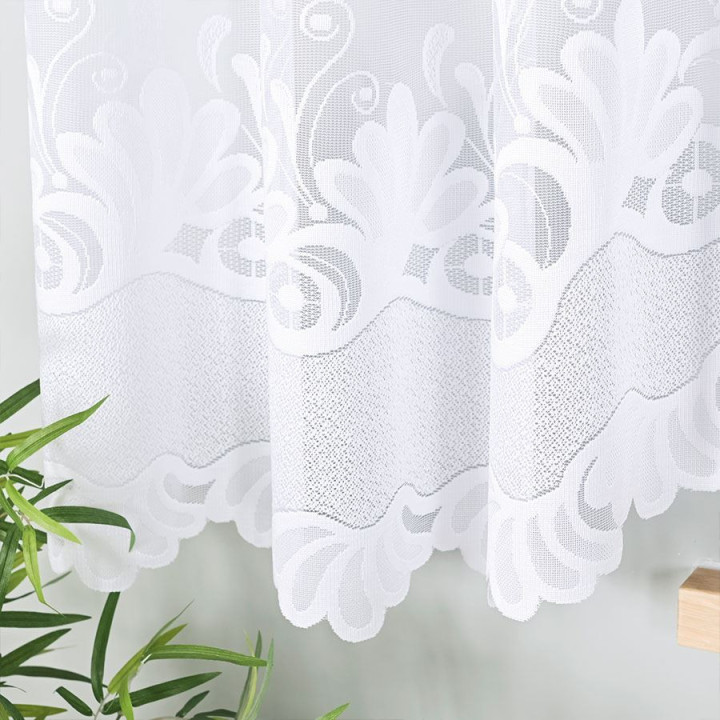 KASJANA Biała firanka gotowa żakardowa z podcięciem 500x160 cm