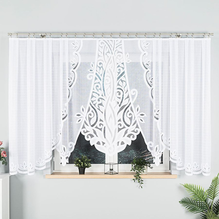 POLA Biała firanka gotowa żakardowa z podcięciem 400x160 cm
