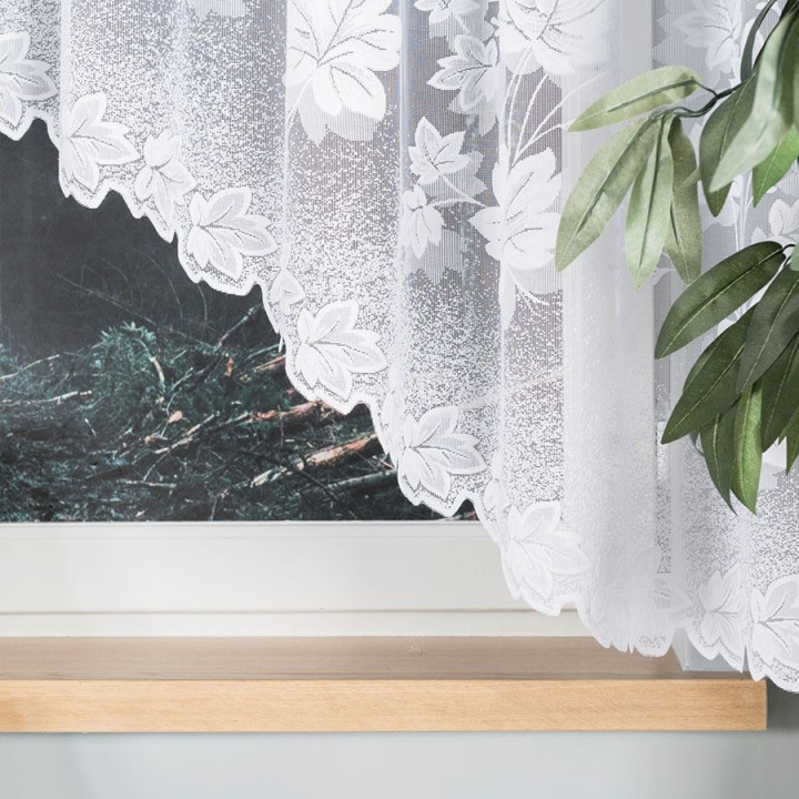 BOŻENA Biała firanka gotowa żakardowa z podcięciem 300x160 cm