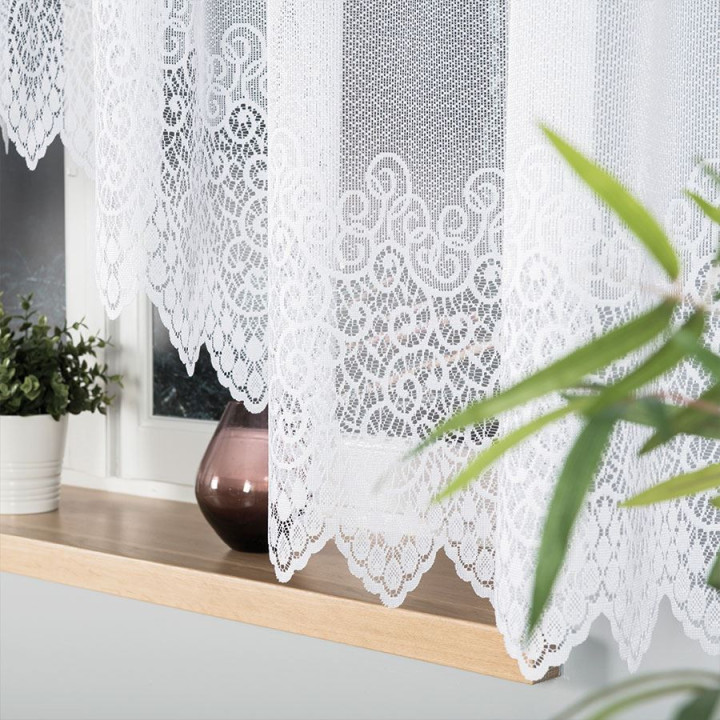 VIOLETTA Biała firanka gotowa żakardowa z podcięciem 420x160 cm