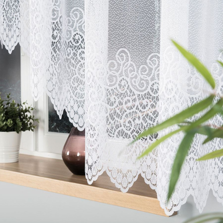 VIOLETTA Biała firanka gotowa żakardowa z podcięciem 420x160 cm