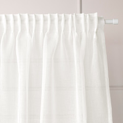 MARIETTA Firanka gotowa na taśmie z etaminy 140x250 cm, offwhite ze złotym-szampańskim