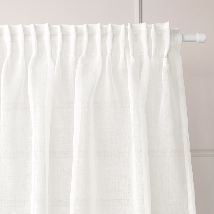 MARIETTA Firanka gotowa na taśmie z etaminy 140x250 cm, offwhite ze złotym-szampańskim