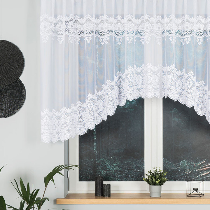 DARIA Biała firanka gotowa żakardowa z podcięciem 350x120 cm
