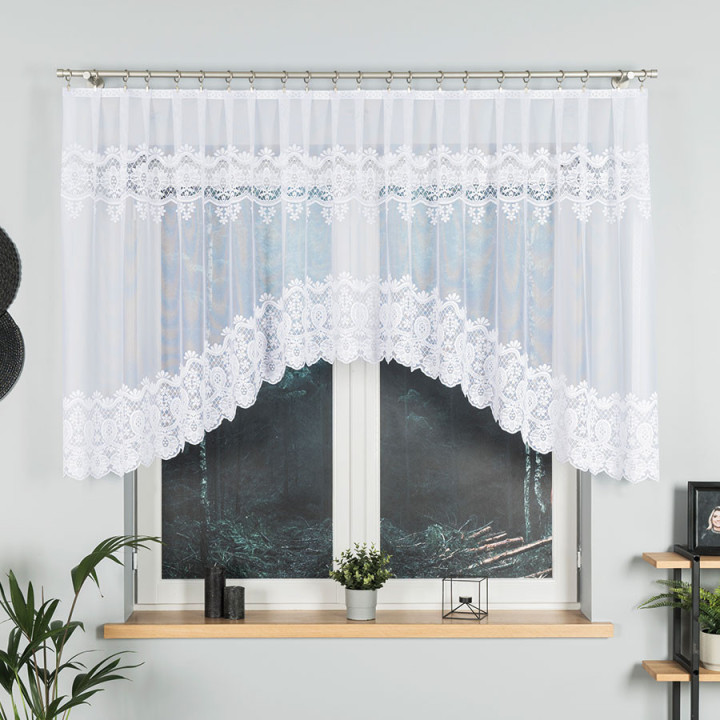 DARIA Biała firanka gotowa żakardowa z podcięciem 350x120 cm