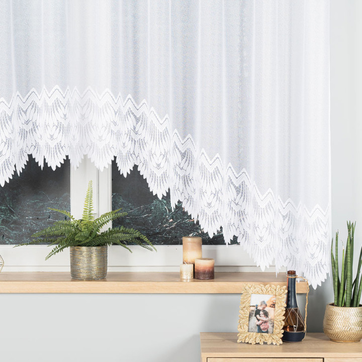 FELICJA Biała firanka gotowa żakardowa z podcięciem 350x160 cm