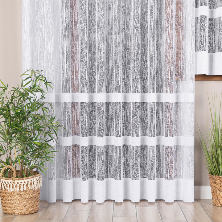 WIKTORIA Biała firanka gotowa żakardowa 300x250 cm