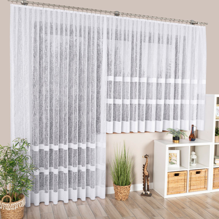 WIKTORIA Biała firanka gotowa żakardowa 300x250 cm