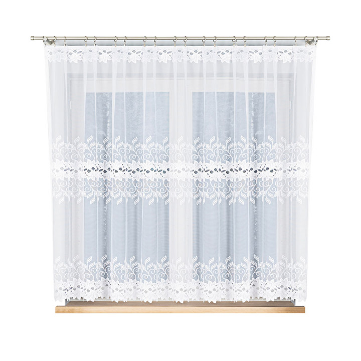 BASTIA Biała firanka gotowa żakardowa 300x160 cm