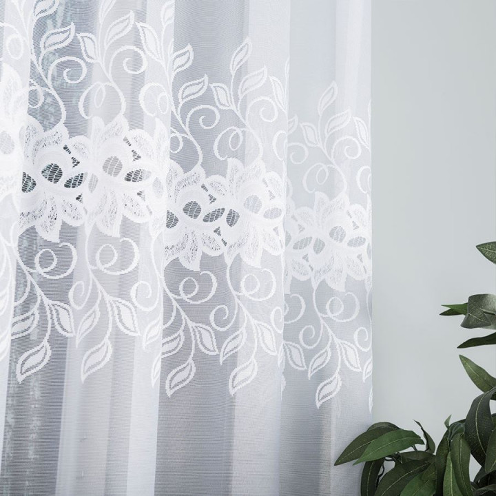 BASTIA Biała firanka gotowa żakardowa 300x160 cm