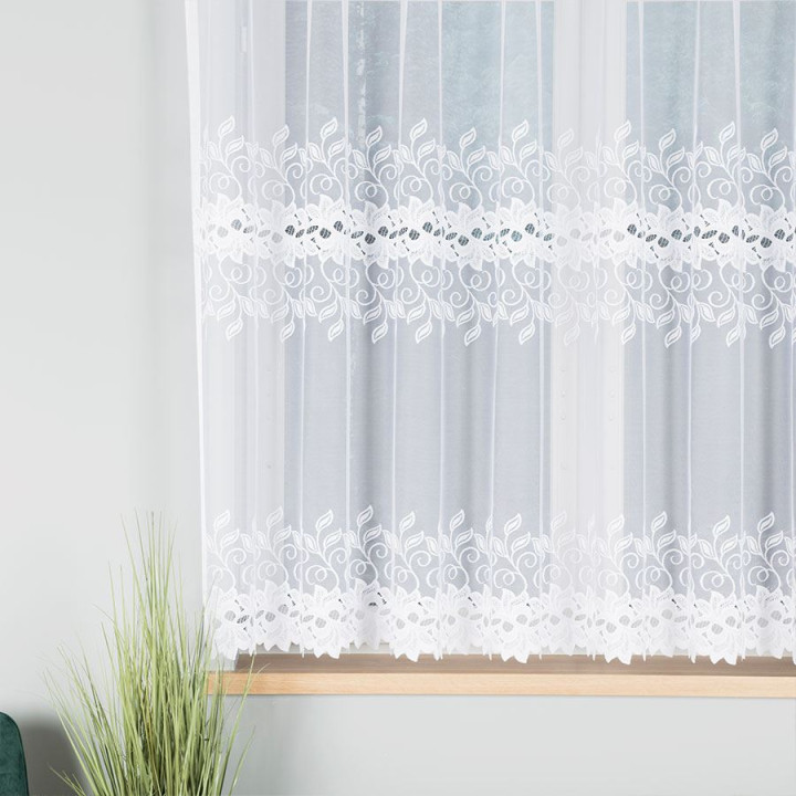 BASTIA Biała firanka gotowa żakardowa 300x160 cm