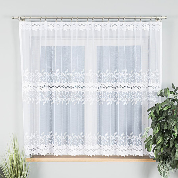 BASTIA Biała firanka gotowa żakardowa 300x160 cm