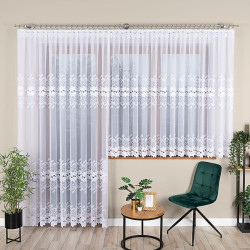 BASTIA Biała firanka gotowa żakardowa 300x250 cm