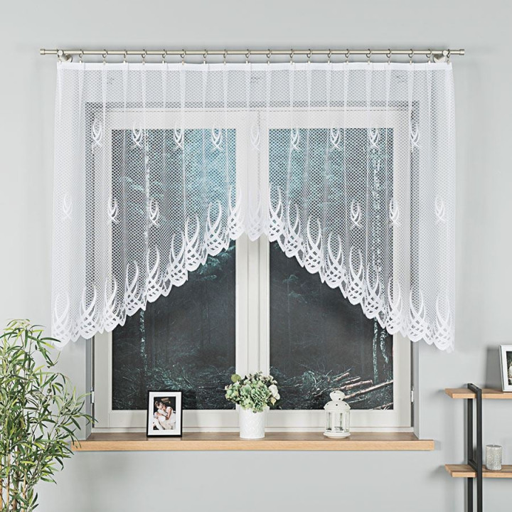 GOSIA Biała firanka gotowa żakardowa z podcięciem 250x120 cm