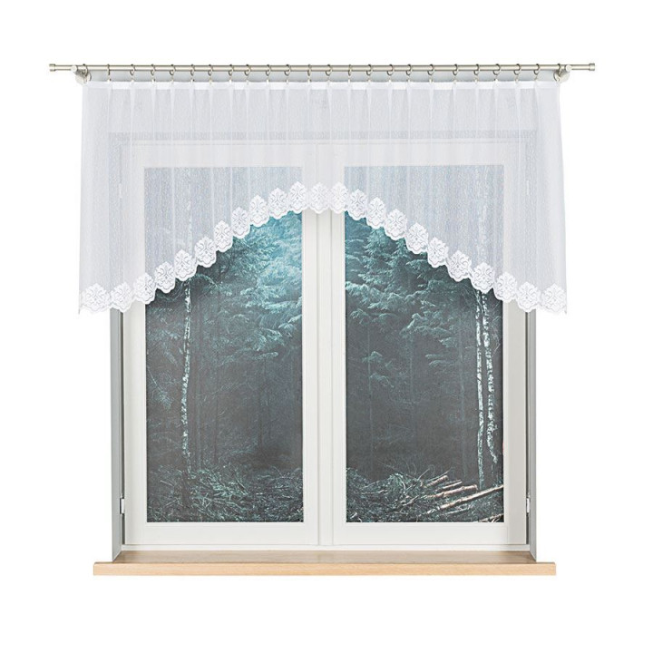 ŻAKLINA Biała firanka gotowa żakardowa z podcięciem 250x80 cm