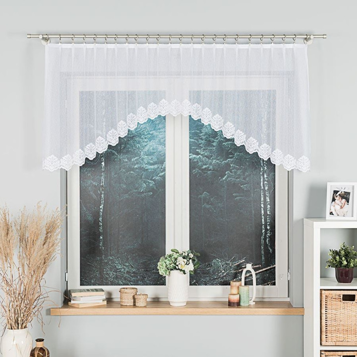 ŻAKLINA Biała firanka gotowa żakardowa z podcięciem 250x80 cm