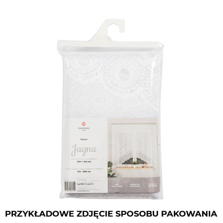 DARIA Biała firanka gotowa żakardowa z podcięciem 300x140 cm