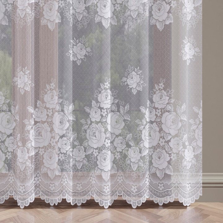 RADOSŁAWA Firanka żakardowa gotowa, szerokość 300 x wysokość 250cm, kolor 001 biały