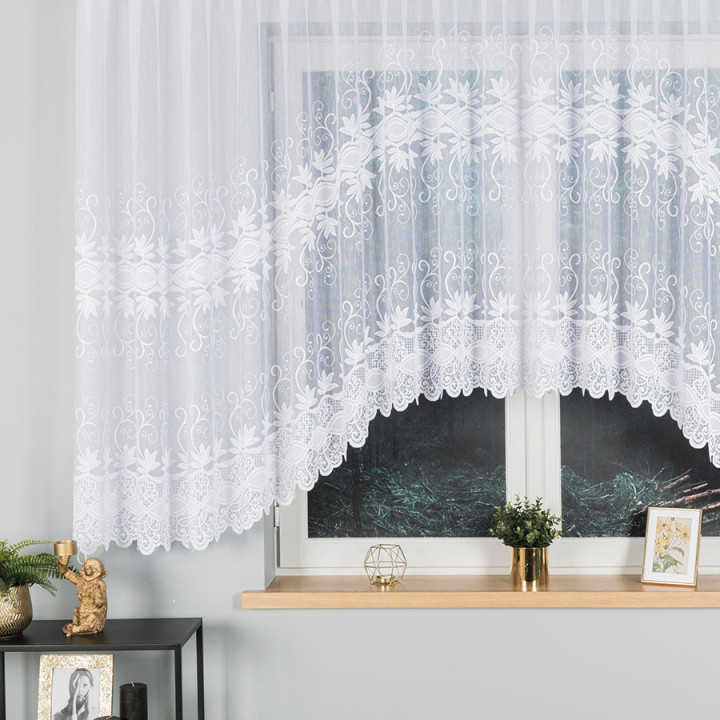 JOWITA Biała firanka gotowa żakardowa z podcięciem 500x150 cm