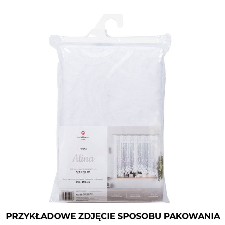 FELICJA Biała firanka gotowa żakardowa z podcięciem 600x160 cm