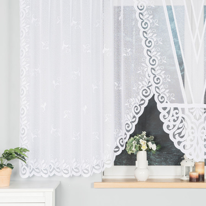 ROZALIA Biała firanka gotowa żakardowa z podcięciem 450x160 cm