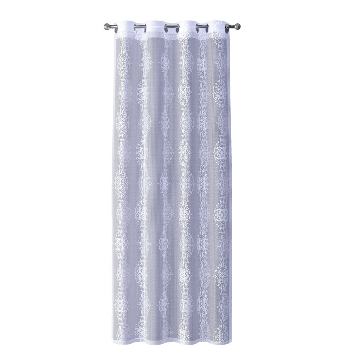 EMBER Biała firanka gotowa na przelotkach z żakardu 140x250 cm