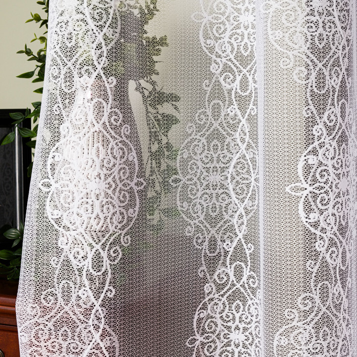EMBER Biała firanka gotowa na przelotkach z żakardu 140x250 cm