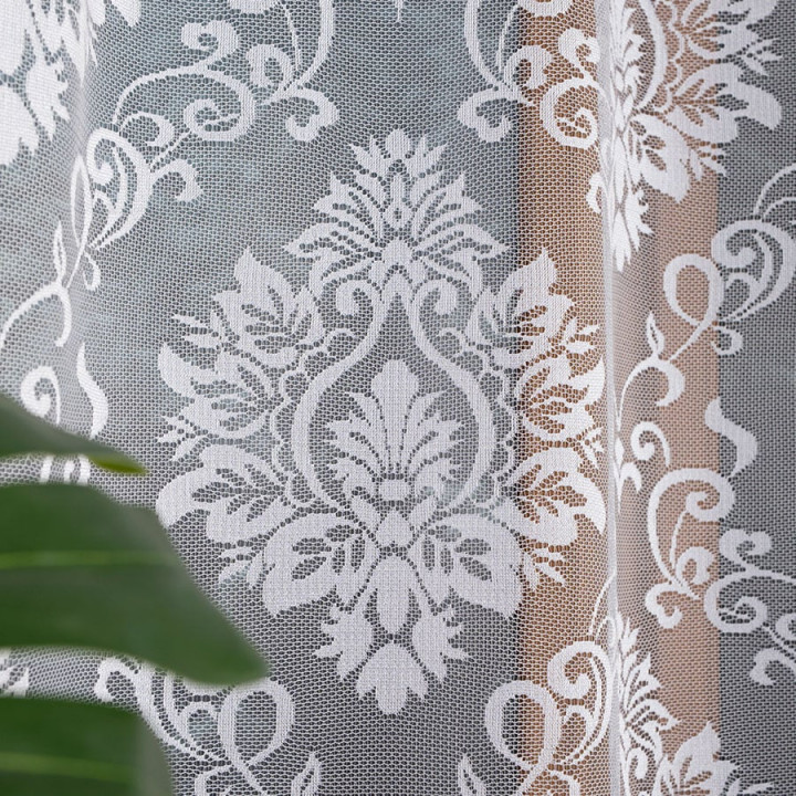 APOLONIA Biała firanka gotowa żakardowa 140x230 cm
