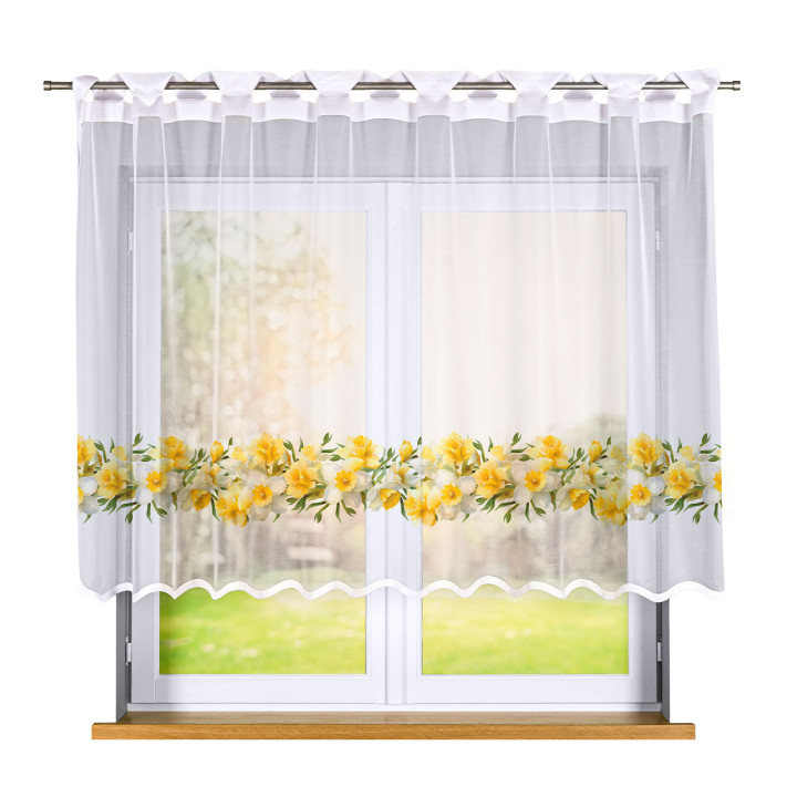 ŻONKILE Żółta firanka gotowa żakardowa 240x140 cm