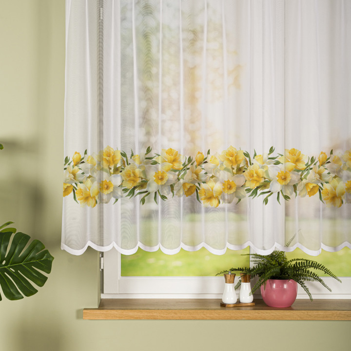 ŻONKILE Żółta firanka gotowa żakardowa 240x140 cm