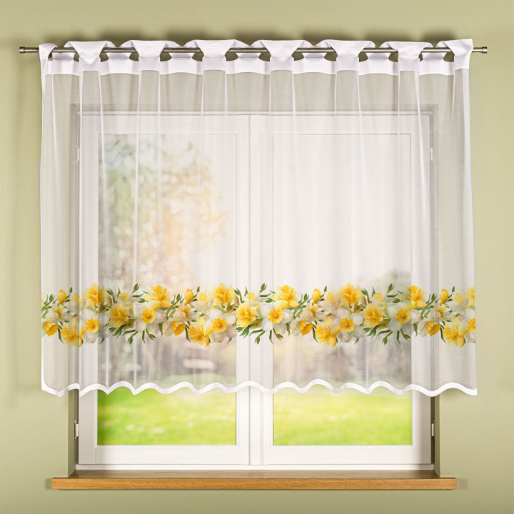 ŻONKILE Żółta firanka gotowa żakardowa 240x140 cm