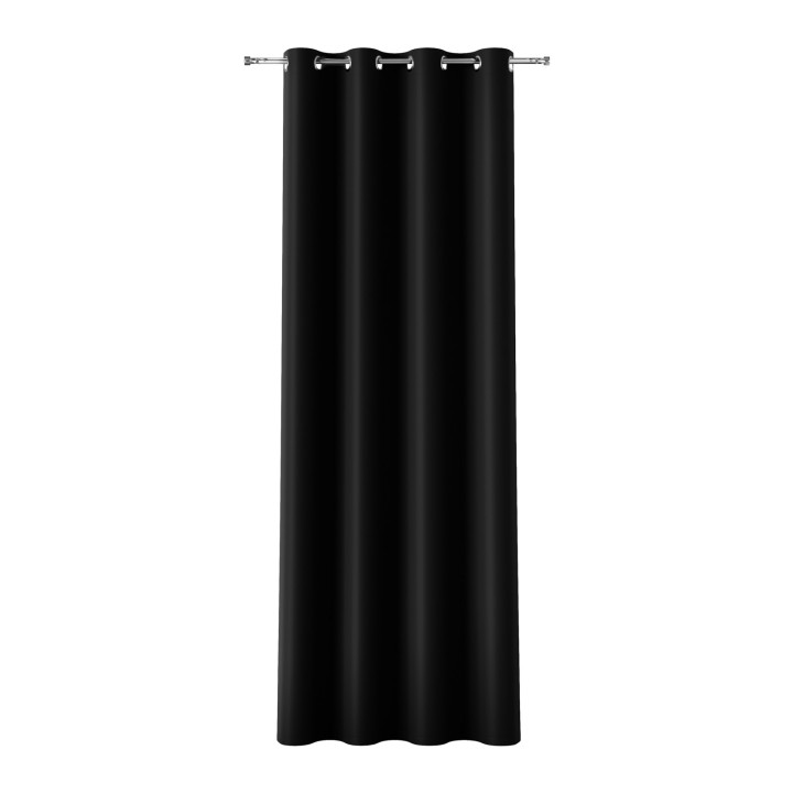 DONA Czarna zasłona gotowa na przelotkach z tkaniny zaciemniającej blackout 140x230 cm