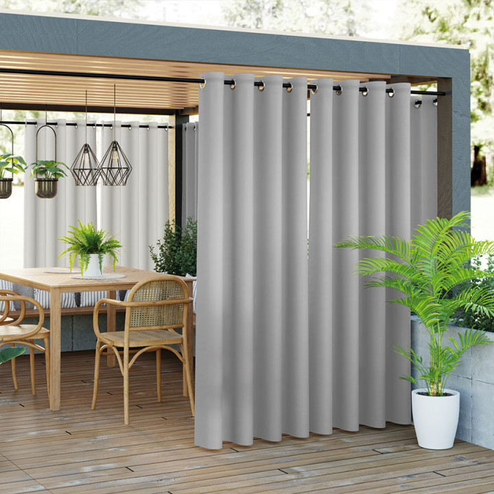 GARDENIA Zasłona gotowa na przelotkach, szerokość 140cm x wysokość 180cm, kolor 794 beżowo szary TD0025