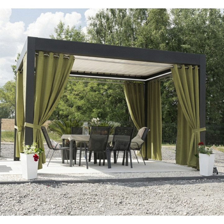 GARDENIA Ciemna szarozielona zasłona gotowa na przelotkach 140x220 cm