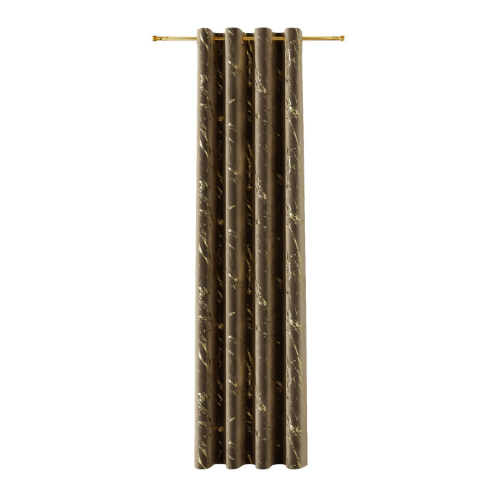 MARMA Zasłona gotowa na przelotkach z welwetu 140x240 cm, brązowy ze złotym