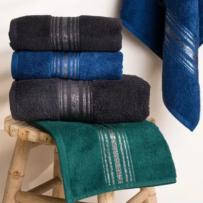 OSKAR ręcznik łazienkowy czarny 50×90 cm z bordiurą