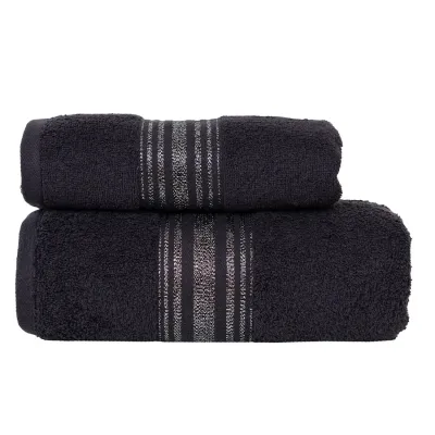 OSKAR ręcznik łazienkowy czarny 50×90 cm z bordiurą