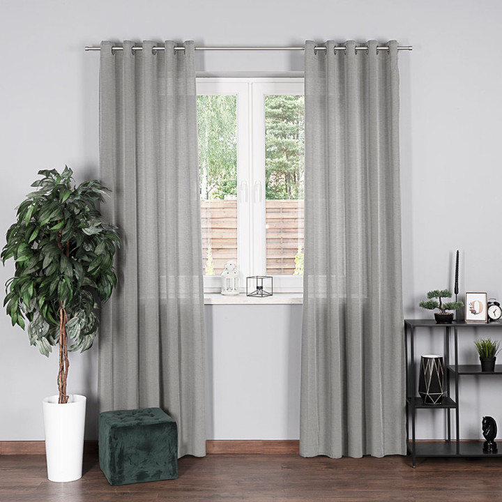 BASIC Zasłona gotowa na przelotkach, szerokość 145 x wysokość 230cm, kolor 002 szary