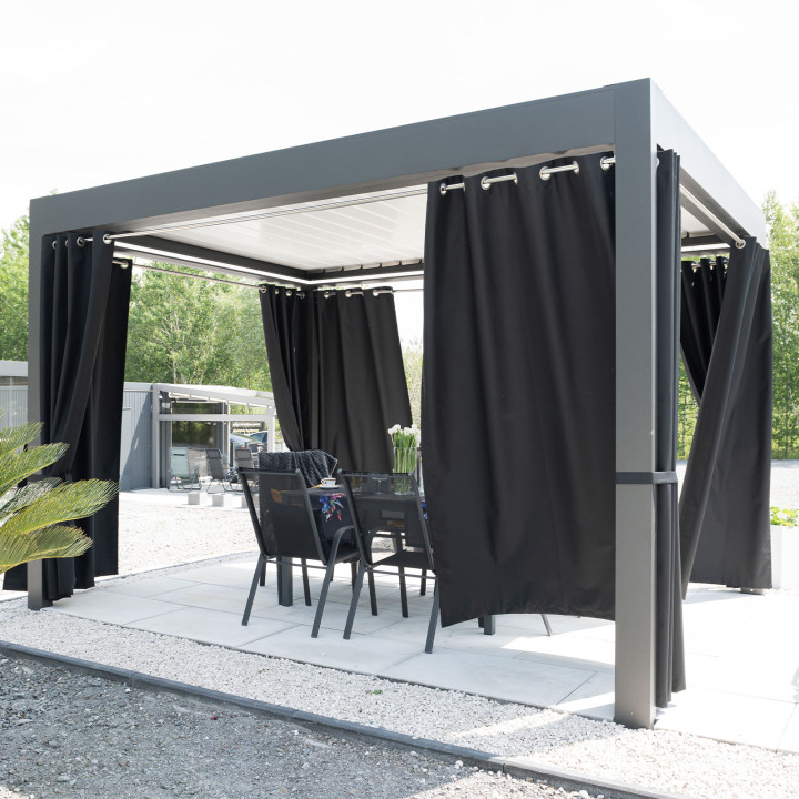 GARDENIA Zasłona gotowa na przelotkach, szerokość 140cm x wysokość 250cm, kolor 039 czarny