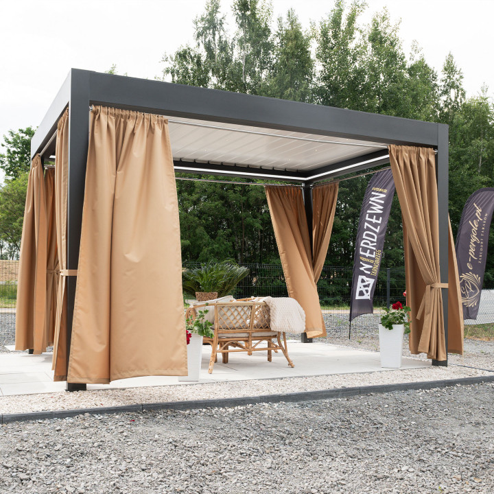 GARDENIA Zasłona gotowa na taśmie, szerokość 140cm x wysokość 250cm, kolor 008 ciepły brązowy