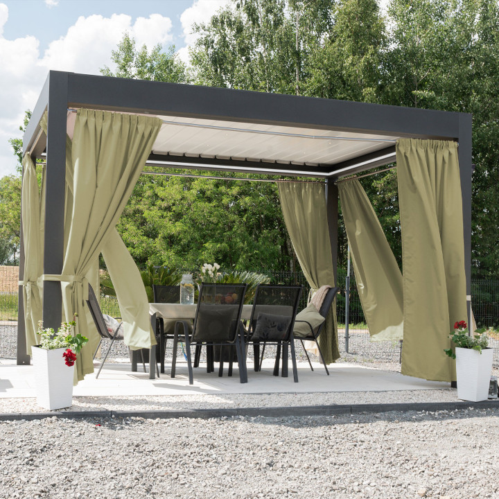 GARDENIA Zasłona gotowa na taśmie, szerokość 140cm x wysokość 250cm, kolor 364 ciemny szarozielony