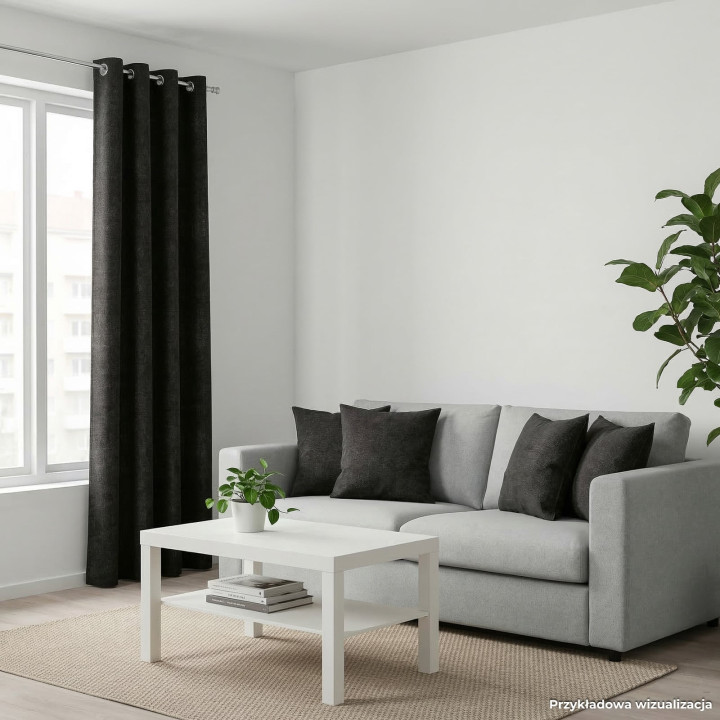 SOFT Zasłona gotowa na przelotkach, szerokość 140cm x wysokość 260cm, kolor 028 czarny