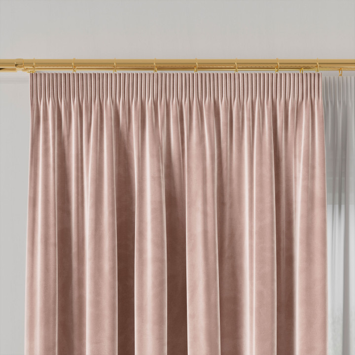 VELVI Zasłona gotowa na taśmie, szerokość 140 x wysokość 260cm, kolor 014 jasny różowy
