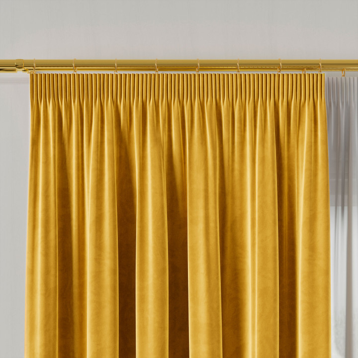 VELVI Zasłona gotowa na taśmie, szerokość 140 x wysokość 230cm, kolor 019 szafranowy