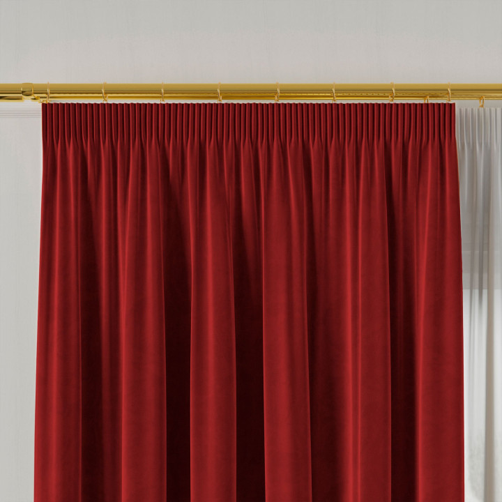 VELVI Zasłona gotowa na taśmie, szerokość 140 x wysokość 240cm, kolor 043 czerwony