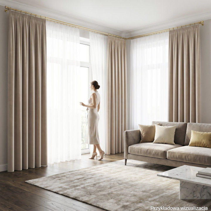 BLACKOUT VELVET Zasłona gotowa na taśmie, szerokość 140cm x wysokość 230cm, kolor 003 jasny beżowy BLAVEL/ZGT/003/140230/1