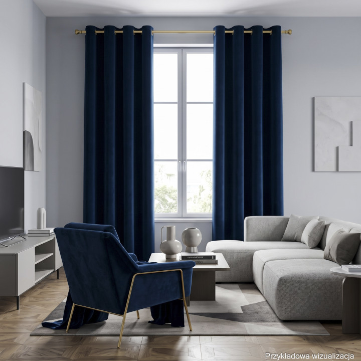 BLACKOUT VELVET Zasłona gotowa na przelotkach, szerokość 140cm x wysokość 230cm, kolor 011 granatowy BLAVEL/ZGP/011/140230/1