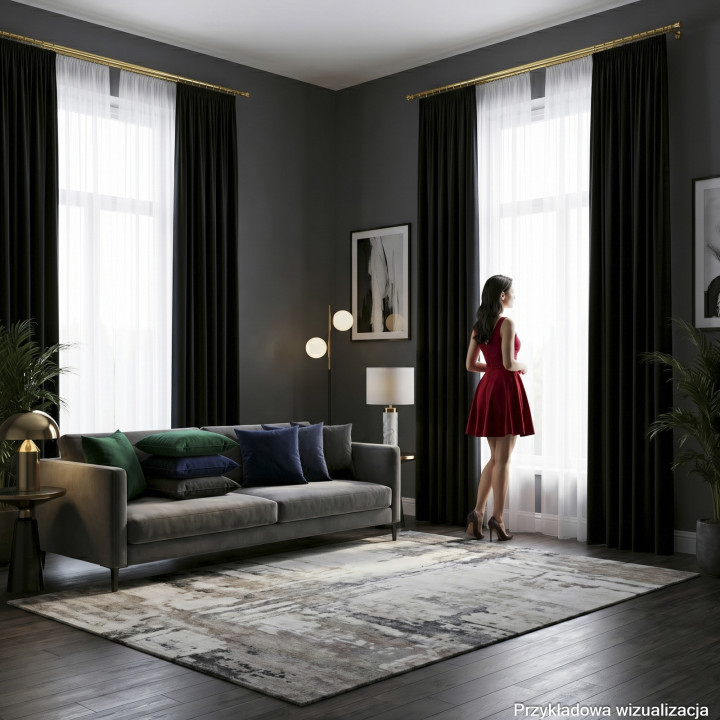 BLACKOUT VELVET Zasłona gotowa na taśmie, szerokość 140cm x wysokość 240cm, kolor 111 czarny BLAVEL/ZGT/111/140240/1