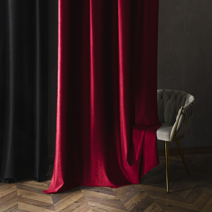 BLACKOUT VELVET Zasłona gotowa na taśmie, szerokość 140cm x wysokość 240cm, kolor 043 czerwony BLAVEL/ZGT/043/140240/1