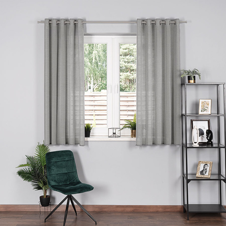 BASIC Zasłona gotowa na przelotkach, szerokość 145 x wysokość 170cm, kolor 002 szary